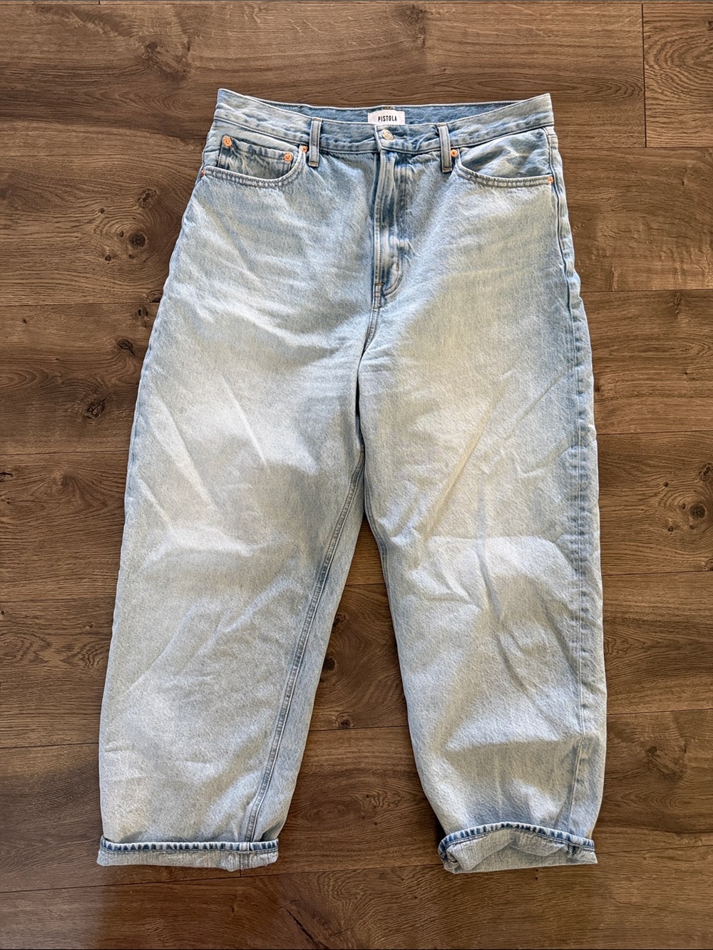 PISTOLA Wes Barrel Jeans Waves Size 32 High Rise Relaxed Straight Leg